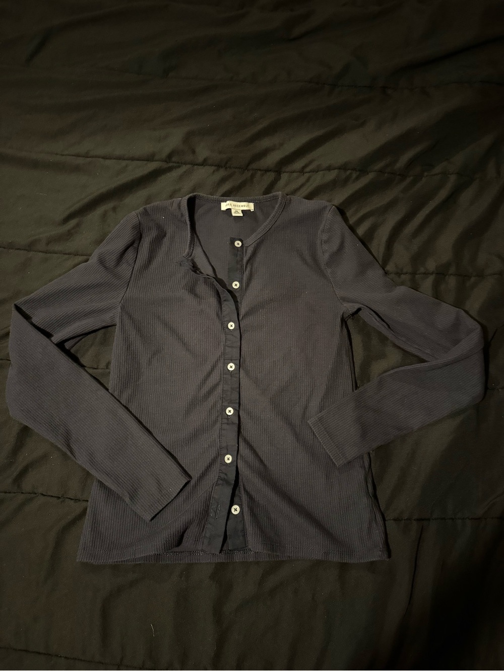 Free Assembly Ribbed Button Front Cardigan in Gray Size XS Like New